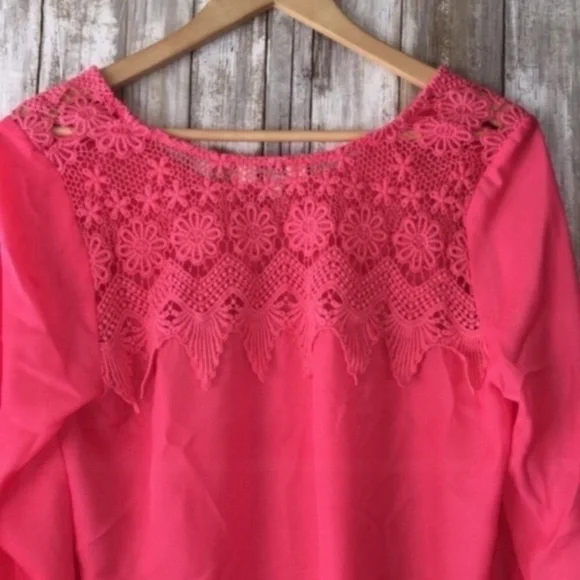 Umgee Neon Pink High Low Blouse - Picture 4 of 5